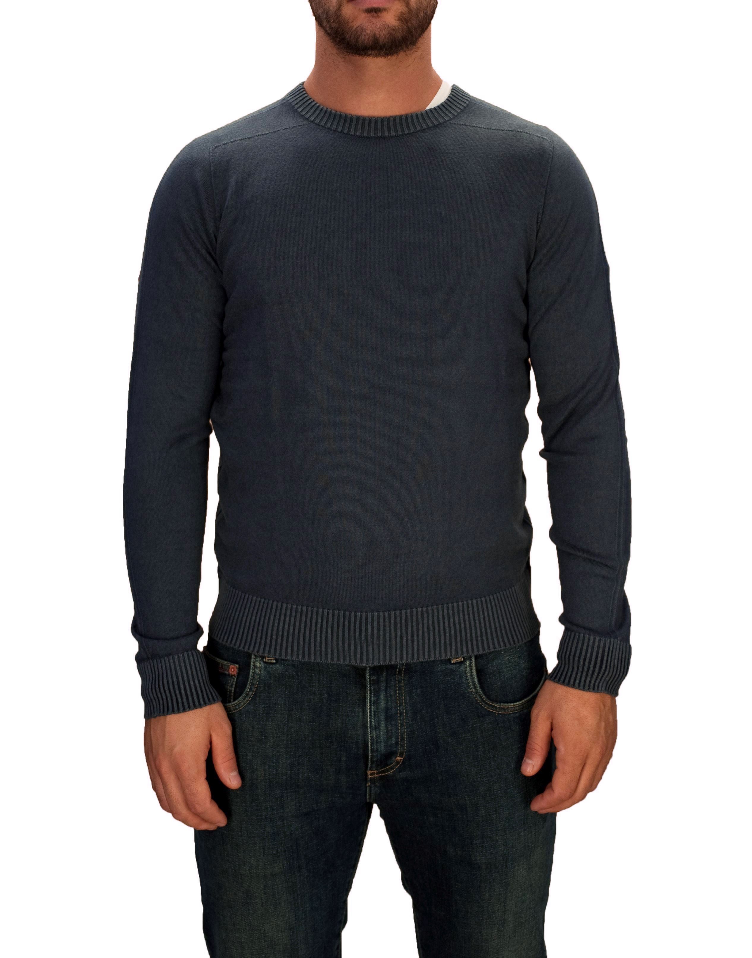 Fly 3 j-class navy blue seamless reversible wool sweater - Floccari Store