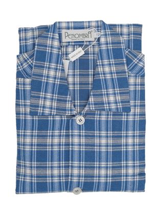 Picture of Light Blue pattern men's cotton flannel pajamas