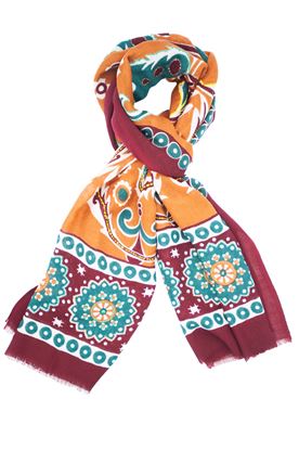 Picture of Burgundy background patterned scarf