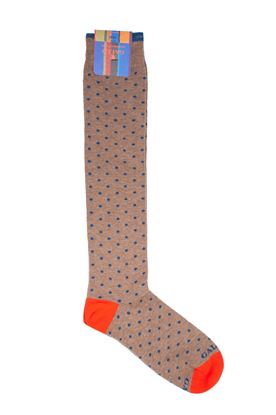 Picture of Warm cotton sock with polka dots on a walnut background